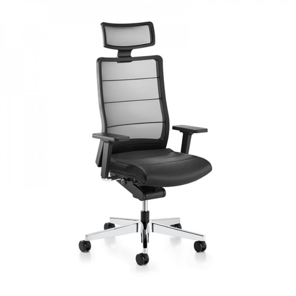 Interstuhl High Swivel Office Chair with Headrest and Armrests - Image 3